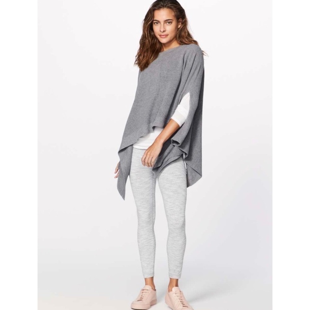 Lululemon Forward Flow Poncho Heathered Grey Knit Wrap One Size